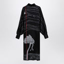 Ferragamo Black silk satin midi dress