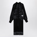 Ferragamo Black silk satin midi dress