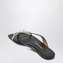 Chinelo Ferragamo Mini Bow preto e em pó / ajuste estreito