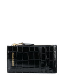 Porta carte in pelle con teschio e zip Alexander McQueen
