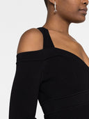 Vestido curto de tricô com decote em V Alexander McQueen