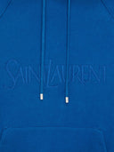 Moletom de algodão com capuz bordado com logo Saint Laurent
