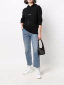Felpa con cappuccio con stampa logo Saint Laurent