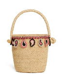 Borsa a cestino in rafia con applicazione paisley Alanui