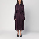 Abrigo tipo gabardina de un solo pecho color berenjena de Victoria Beckham