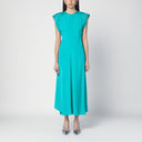 Victoria Beckham Pfau-Farben Midi-Kleid mit Kapuzenärmeln