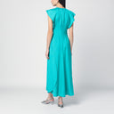 Victoria Beckham Pfau-Farben Midi-Kleid mit Kapuzenärmeln