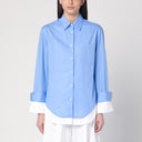 Camisa de dupla camada Victoria Beckham em azul claro/branco