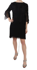 Elegant Black Sequined Silk Mini Dress - Allure Absolue