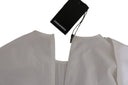 Elegant White Cotton Crew Neck Top - Allure Absolue