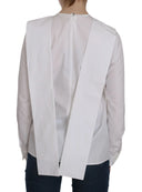 Elegant White Cotton Crew Neck Top - Allure Absolue