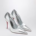 Scarpins Christian Louboutin Miss Z em couro napa laminado prateado