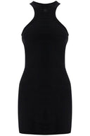Courreges black cotton mini dress with high neck and sleeveless design