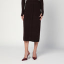 Victoria Beckham Brown midi skirt in wool blend