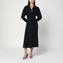 Vestido camisero midi de satén negro Victoria Beckham