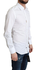 Camisa Formal Masculina de Algodão Branco com Mangas Longas