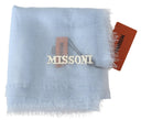 Elegant Light-Blue Cashmere Scarf with Fringes Missoni
