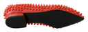 Vibrant Orange Pointed Leather Flats Philipp Plein