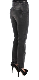 Elegant Gray Regular Fit Jeans - Allure Absolue