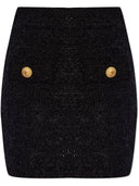 Minifalda de bouclé de talle alto Balmain