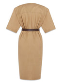 Vestido midi de sarja de algodão Saint Laurent