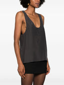 Camiseta sin mangas de seda con cuello Henley de Saint Laurent