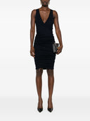 Vestido mini con fruncido y escote en V de Saint Laurent