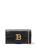 Bolso bandolera de cuero con placa del logo de Balmain