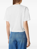 T-shirt bianca con logo ricamato Versace