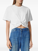 T-shirt bianca con logo ricamato Versace