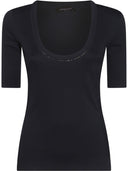 Fabiana Filippi beaded-trim ribbed-knit Top