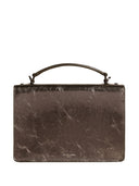 Borsa Golden Goose Venezia in pelle laminata grigio antracite con dettagli neri