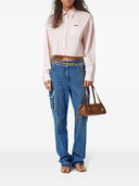 Camicia corta boxy a righe con catena Versace