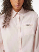 Camicia corta boxy a righe con catena Versace
