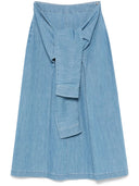 Fabiana Filippi long denim skirt with knot detail