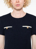 Vestido corto de tweed con cinturón Self-Portrait