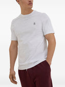 T-shirt girocollo in jersey di cotone Brunello Cucinelli con logo e effetto doppio strato falso