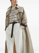Brunello Cucinelli wasserabweisender Techno-Baumwoll-Trench mit glänzendem Detail