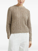 Brunello Cucinelli strahlender Rippenpullover aus weicher Wolle, Kaschmir und Mohair