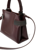 Bolsa pequena de mão superior Essence Brunello Cucinelli em couro de bezerro com tiras preciosas