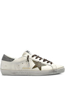 Golden Goose Super-Star em couro napa com estrela de couro e aba de calcanhar em couro