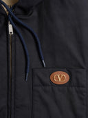 Giacca con cappuccio in nylon Valentino con patch VLogo