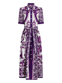 Vestido camisero de popelina con estampado Majolica de Dolce & Gabbana