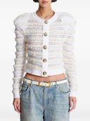 Balmain Langärmelige Strickjacke mit Tweed-Effekt