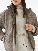 Brunello Cucinelli Jacke mit Chevron-Knöpfen aus reiner Wolle und Seide mit Kapuze