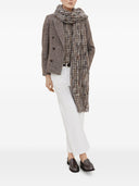 Blazer diagonale mélange in lana vergine e seta Brunello Cucinelli con monili