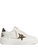 Golden Goose Ball Star con estrella de piel de potro leopardo y talón de cuero laminado negro