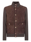Giacca blouson in camoscio e cashmere Brunello Cucinelli