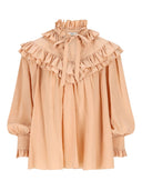 Chloé Oversized ruffle top in crêpe de chine