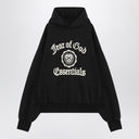 Felpa con cappuccio nera Fear of God Essentials con logo dell'Università